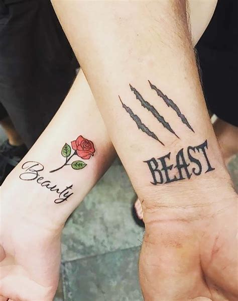 Beauty and beast couple tattoos